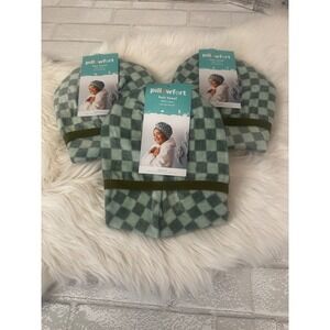 *NEW* Set of 3 Pillowfort Kids Hair Towel Wrap 100% Cotton Checkered Green